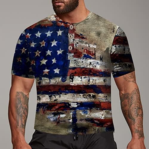 קיץ עבודת חולצות לגברים גברים של אמריקאי דגל פטריוטית קצר שרוול עצמאות יום חולצה חולצות חתול חולצה