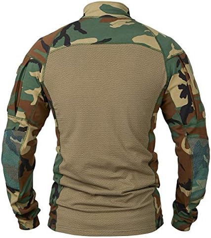 חולצת קרב תקיפה צבאית טקטית לגברים שרוול ארוך חולצת הסוואה בכושר דק עם רוכסן