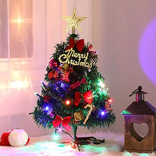 תיק עץ חג המולד של Yyqq 50 סמ עם אורות קישוט לחג המולד שולחן עבודה מיני קישוטי עץ חג המולד וקישוטים קישוטי בית חג המולד