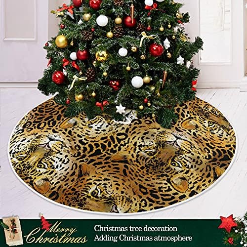 נמר OARENCOL יגואר עור חיה עור חצאית עץ חג המולד 36 אינץ 'מפלגת חג המולד לחג קישוטי מחצלת עץ