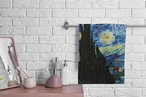 Ofloral Van Gogh Arts Classic Arts Starry Night מגבות יד כותנה כותנה, מגבות רכות נוחות לחדר אמבטיה/מטבח/יוגה/גולף/שיער/מגבת פנים לגברים/נשים/ילדה/בנים 15x30 אינץ '
