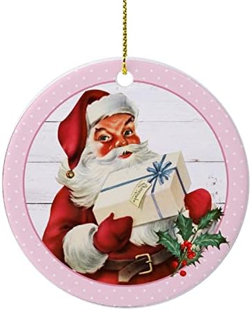 צ ' יאן מצחיק סנטה קלאוס בצבע עץ תחתון ורוד חג המולד קרמיקה קישוט בית קישוטי חג המולד תליוני עץ חג המולד תליית קישוט, אמנות זיכרון