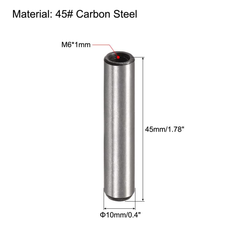 חלקי כלים של Eviki M6 PIN חוט פנימי מסלול 2PCS 10x45 ממ סיכת פלדת פחמן שטוחה
