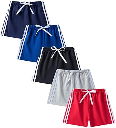 פעוט בני בנות 3 חבילה כותנה ריצה ספורט מכנסיים קצרים, ילדים קיץ מזדמן אופנה כדורגל מכנסיים קצרים