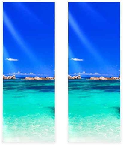 Guerotkr 2 PCS, מגבת יוגה, מגבות כושר, מגבות כושר לזיעה, מגבת אימון, דפוס נוף שמיים כחול ים כחול חוף