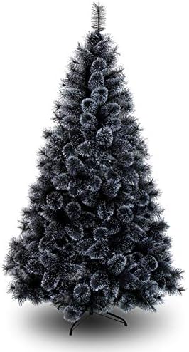 CYAYQ שחור מלאכותי חג המולד אורן אורן פרימיום פרימיום צירים צירים עמדת מתכת מעוטרת עץ עץ עץ חג המולד קישוט לחופשה-D 6.8ft