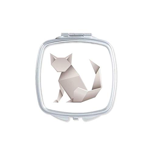 אוריגה גיאומטרי חתול דפוס מראה נייד קומפקטי כיס איפור כפול צדדי זכוכית