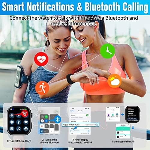 שעון חכם לטלפונים של iOS ו- Android, 1.81 '' מסך מגע מלא שעוני Bluetooth עבור נשים גברים, שעונים חכמים אטומים למים עם טקסט ותשובה שיחת שיחת כושר שעונים חכמים לספורט חיצוני