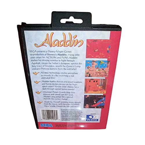 Aditi Aladdin Us Cover עם קופסה ומדריך לסגה מגדרייב ג'נסיס קונסולת משחקי וידאו 16 סיביות כרטיס MD