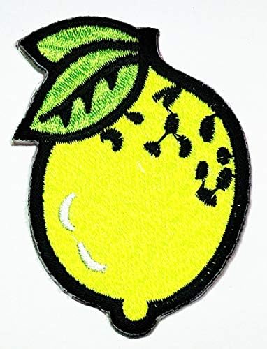 סט טלאי של אוממה של 3 צמחי פרי לימון מצויר טלאי אפליקציה לימון ירוק לימון פרי חמוד ברזל רקום על או לתפור על ביגוד מלאכת טלאים תיקון דקורטיבי