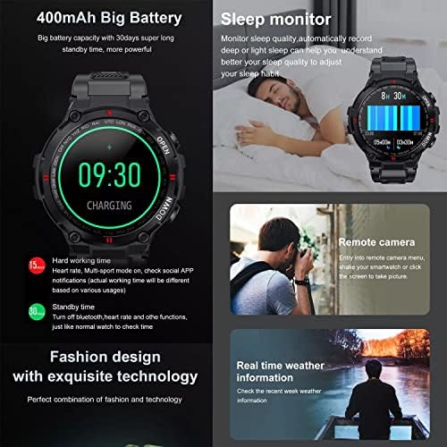 שעון Smartwatch Bluetooth שעונים צבאיים לגברים חיצוני שעונים טקטיים אטומים למים עבור גברים מחייג שיחות רמקול 1.3 '' HD מסך מגע גשש כושר גשש תואם לאייפון סמסונג