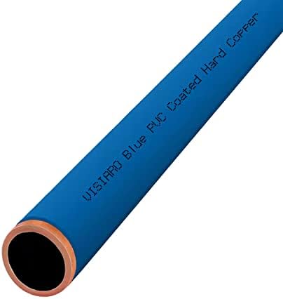 צינור נחושת קשיח מצופה Visiaro כחול PVC, 1MTR, DIA חיצוני 6 ממ, עובי קיר 19 SWG, ציפוי PVC 1.5 ממ, חבילה של 1