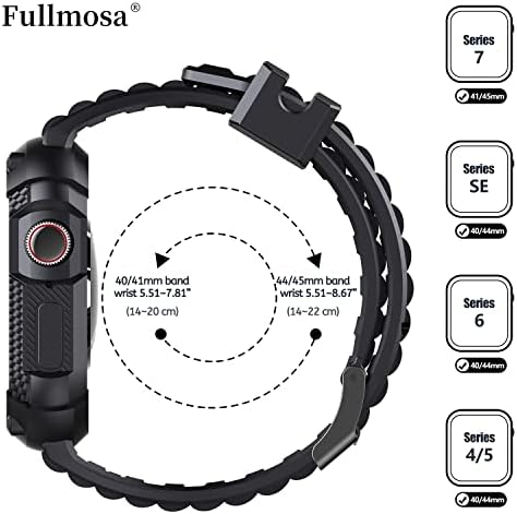 להקת Watch Fullmosa, להקת iwatch מחוספסת סיליקון עם מגן מסך ומארז הפגוש לגברים, התואמת לסדרת Apple Watch 8/7/6/5/4/SE2/SE