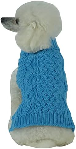 Life Life ® סוודר חיות מחמד לאופנה מסתובבת - מעצב סוודר כלבים סרוג כבד כבל עם צוואר צב - בגדי כלבים חורפיים שנועדו לשמור על חום