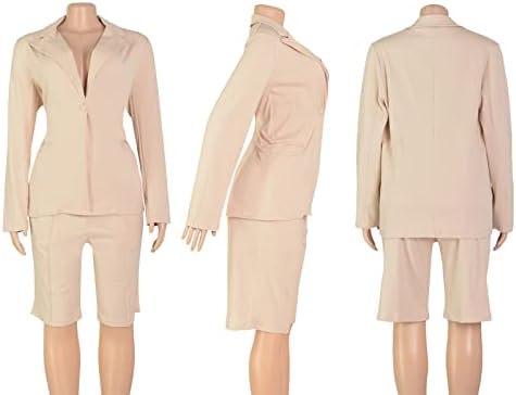מכנסיים קצרים של Famnbro Blazer מוגדרים לנשים 2023 תלבושות שני חלקות כפתור אחד מעיל וחליפות קצרות של ברמודה