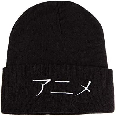 אנימה בכפה יפנית לגברים נשים - רקום כובע חורפי חם שוול סריגה