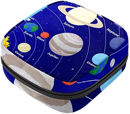 תיק תקופת, שקית אחסון מפיות סניטרית, מחזיק כרית לתקופה, כיס איפור, גלקסי פלנט דפוס כחול