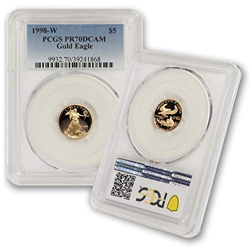 1998 W 1/10 OZ הוכחה זהב אמריקאי איגל PR-70 קמיע עמוק מאת COINFOLIO 5 $ PR70DCAM PCGS