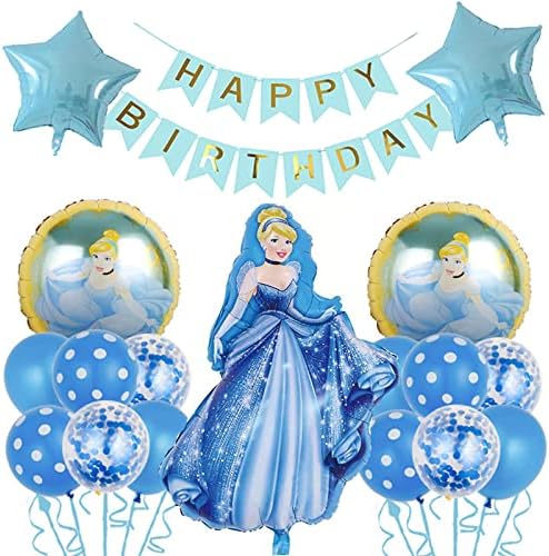 יום הולדת שמח סט נסיכת סינדרלה רדיד בלונים לילדים יום הולדת תינוק מקלחת נסיכת נושא מסיבת קישוטים