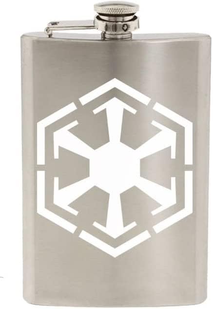 מלחמת הכוכבים בהשראת האימפריה סמל לוגו אמנות 8 עוז בעבודת יד חרוט נירוסטה בקבוקון עם משפך