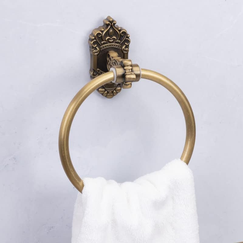 טבעת מגבת אמבטיה של SDH - כתר עם מגבות פליז עתיקות בכתר - מחזיק מגבת יד קיר לחדר אמבט