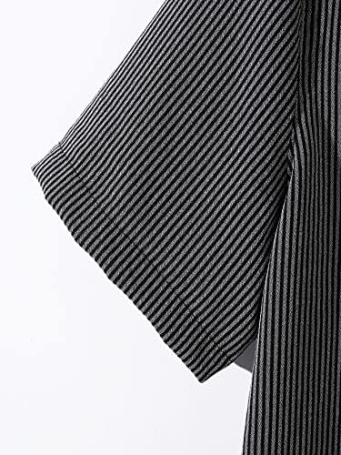 Fioxa תלבושות שני חלקים לגברים גברים חולצה כפתור מוצק עם מכנסי מותניים משוררים ללא טי