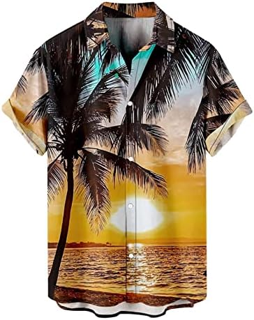 אימון חולצות לגברים אופנה קצר שרוול מזדמן הדפסת הוואי חולצה חולצה חולצה כותנה חולצות לגברים
