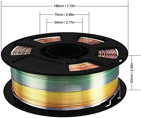 Bblife משי מבריק רב צבע מהיר שינוי מהיר נימה של קשת קשת, 1 קג 2.2 קילוגרם 1.75 ממ חומר הדפסת תלת מימד, תמיכה נרחבת במדפסת 3D של FDM, קל להדפסה