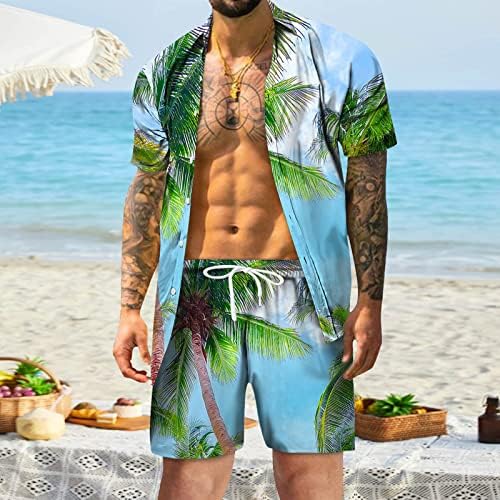 תלבושות הוואי Xiloccer לגברים גברים אימונית גברים 2 חלקים תלבושת קיץ אופנה מזדמנים חולצת טי ומכנסיים קצרים הגדר חוף הזעה בחוף