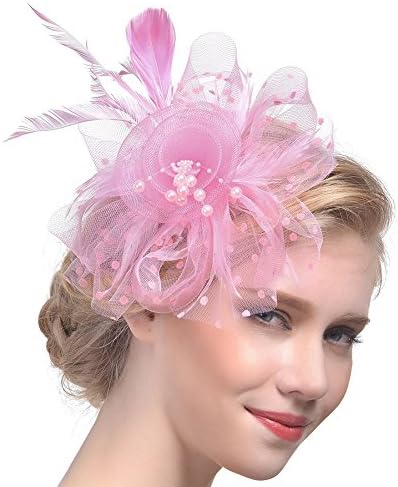 דרשו מרתקים כובע פרח רשת סרטי נוצות על סרט קליפ תה מסיבת בארה ' ב עבור בנות ונשים