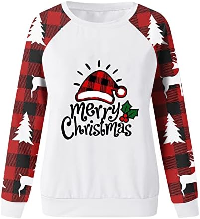 חג המולד חג חולצות לנשים מקרית גרפי חולצות חמוד סנטה גנום באפלו משובץ איל חולצות