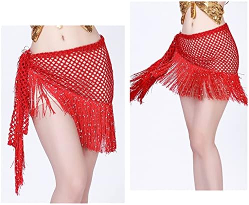Maiyifu-GJ לנשים נצנץ רשת חצאית ריקוד בטן חצאית צעיף צעיף משולש חצאיות צעיף של חגורות ציצים תלבושות פסטיבל המסיבות