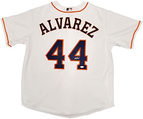 יורדן אלווארז חיצה את יוסטון ג'רזי לבן ג'רזי לבן בגודל XL JSA - גופיות MLB עם חתימה