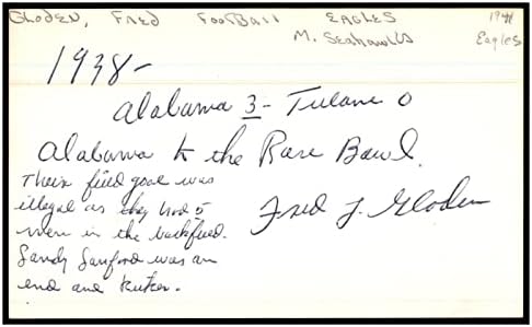 פרד גלודן חתם על כרטיס אינדקס 3 על 5 עם חתימות של נשרים 87307