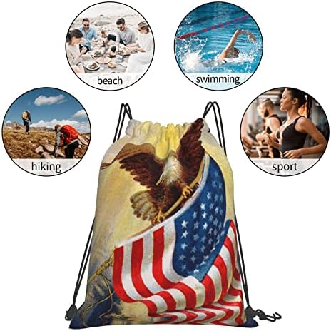 Aseelo American USA FLAG EAGLE ART ARTSTRING תרמיל תרמיל עמיד מים שקית מיתרים ספורט SACKPACK SACK SACK SACK לגברים נשים