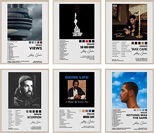 עם Notag Drake חתום פוסטרים מוגבלים אלבום מוסיקה פוסטרים פוסטרים מדפסים סט של 6 חדר אסתטי קיר אמנות קיר לילדה וילד בני נוער מעונות עיצוב 8x10 אינץ 'לא ממוסגר