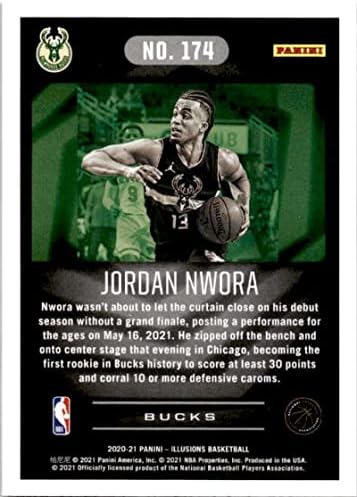 2020-21 אשליות פאניני 174 Jordan NWORA RC טירון מילווקי באקס NBA כרטיס מסחר בכדורסל