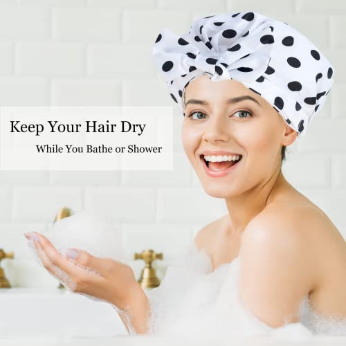 כובע מקלחת של 2 מחשבים לנשים כובעי מקלחת לנשים כובעי מקלחת מתכווננים אטומים למים עם כובע אמבטיה שיער לשיער לשיער טבעי לשיער טבעי