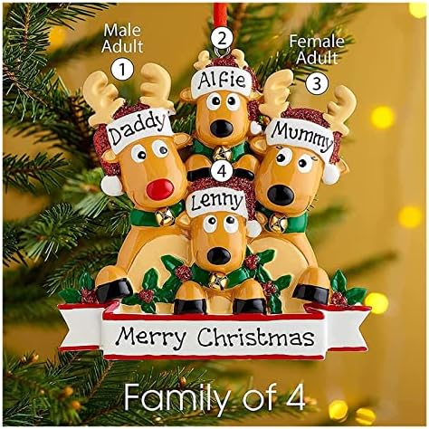 Pifude קישוטים לחג המולד איילים משפחת עץ חג המולד קישוט לשנה החדשה תליון חג המולד מתנה לקישוט משפחתי מתנה