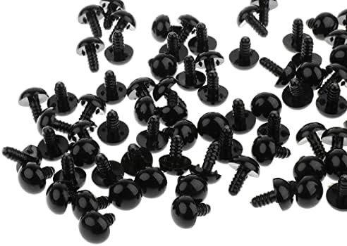 Tongina 100 יחידות בטיחות עיני בורג עם אטמים בובה דוב צעצוע הופך אביזר מלאכה, שחור, 10 ממ