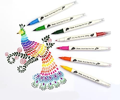 פנטל מברשת סימן עט כפול 30 צבעים סט סיב-טיפ עטים עם שני גמיש כתיבה טיפים, על בסיס מים דיו, מגוון,