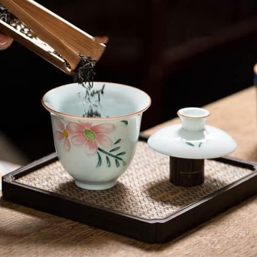 Paynan 100 מל חרסינה דפוס פרח גאיוואן צבוע ביד חרסינה קונג פו תה תה קערת תה