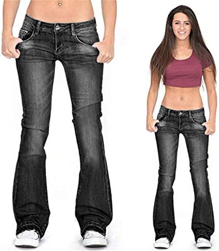 מכנסי ג ' ינס רחבים עם רגליים רחבות לנשים בתוספת גודל עם כיסי רוכסן