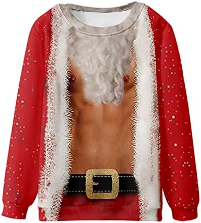 יוניסקס חג המולד מכוער 2022 סווטשירט סווטשירט חידוש מצחיק סקסי שריר תלת מימד גרפי של חולצת סוודר שרוול ארוך