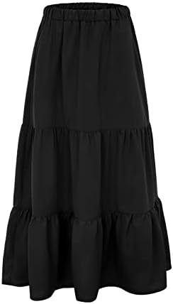 זורם קפלים מקסי מידי חצאיות לנשים מקרית קיץ בוהו מקסי חצאית מוצק צבע גבוהה מותן נדנדה שכבות אונליין חצאית