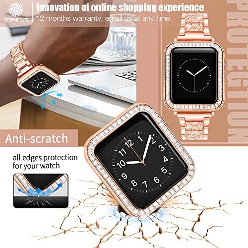 Top4cus אבות יום מתנה תואמת למארז שעון אפל 42 ממ: Iwatch Diamond Protecting Cover Cover Sluist פגוש סגסוגת אבץ מסגרת יהלום מדהימה לסדרת Apple Watch 3/2/1