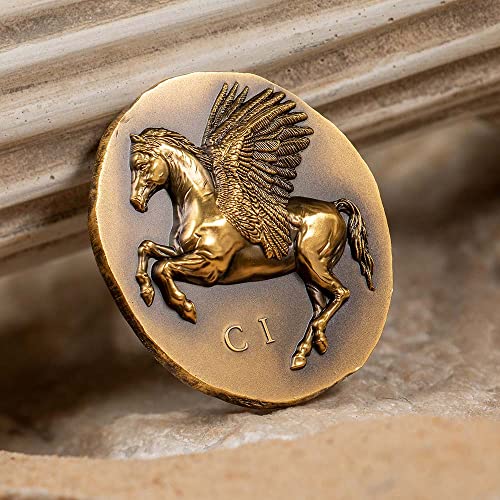 2022 סמלים דה -נומיסמטיים Powercoin Pegasos 1 גרם מטבע זהב 250 $ איי קוק 2022 גימור עתיק