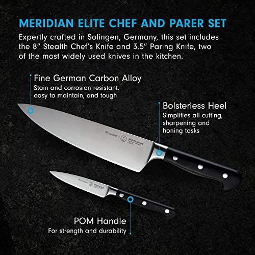 מסרמייסטר מרידיאן עלית שף & מגבר; פארר סט-כולל 8 סכין שף התגנבות & מגבר; 3.5 קילוף סכין-חלודה עמיד & מגבר; קל לשמור
