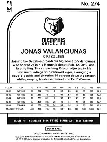 2019-20 Panini Hoops Winter 274 Jonas Valanciunas Memphis Grizzlies כרטיס מסחר בכדורסל NBA