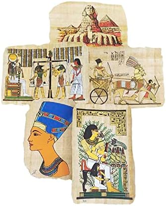 סט של 5 מקורי מצרי פפירוס בעבודת יד במצרים מסצנות שונות ממצרים העתיקה